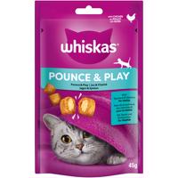 Whiskas křupavé tašticky snacky, 3 x balení - 2 + 1 zdarma!  - Snacks Pounce & Play kuřecí (3 x 45 g)