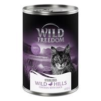 Wild Freedom Adult Sterilised 6 x 200 g / 400 g – bez obilovin - 15 % sleva - Wild Hills Sterilised – kachna a kuře 6 x 400 g