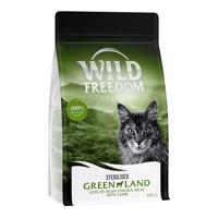 Wild Freedom granule pro kočky, 3 x 400 g - 2 + 1 zdarma - Adult "Green Lands" Sterilised jehněčí - bez obilovin