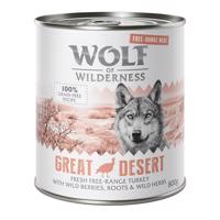 Wolf of Wilderness, 12 x 800 g - 11 + 1 zdarma!  - "Free-Range Meat" Great Desert - krůtí