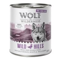 Wolf of Wilderness, 12 x 800 g - 11 + 1 zdarma!  - "Free-Range Meat" Wild Hills - kachní