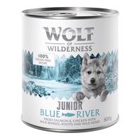 Wolf of Wilderness, 12 x 800 g - 11 + 1 zdarma!  - JUNIOR Blue River - kuřecí a losos