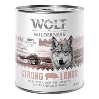 Wolf of Wilderness, 12 x 800 g - 11 + 1 zdarma!  Strong Lands - vepřové