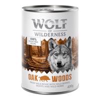 Wolf of Wilderness Adult 6 x 400 g - single protein - Oak Woods - s divočákem