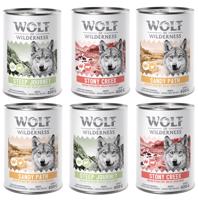 Wolf of Wilderness konzervy, 24 x 400 g - 20 + 4 zdarma - Adult míchané balení: 2x Stony Creek, 2x Sandy Path, 2x Steep Journey spoustou čerstvé drůbeže