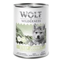 Wolf of Wilderness konzervy, 24 x 400 g - 20 + 4 zdarma - Junior "Expedition", Steep Journey - drůbež s jehněčím