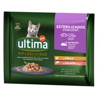 40 + 8 zdarma! 48 x 85 g Ultima Cat Sterilised  - kuřecí a losos
