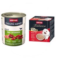 Animonda GranCarno Original 24 x 800 g + 3 x 85 g pudding snack zdarma - hovězí & kachní srdce
