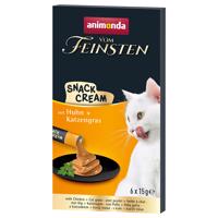 Animonda Vom Feinsten Adult Snack-Cream - výhodné balení 24 x 15 g kuřecí maso a kočičí tráva