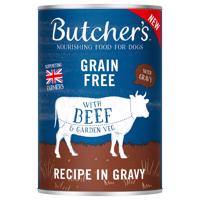 Butcher's Original bez obilovin pro psy 24 × 400 g - s hovězím v omáčce