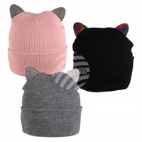 Čepice kočka s ušima Barva: černá se stříbrnýma ušima