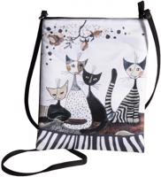 Crossbody kabelka s šedými kočkami - design Rosina Wachtmeister