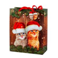Dárková taška se dvěma kočkami - vánoční, velikost M