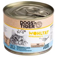 Dogs'n Tiger Adult Cat 12 × 200 g - výhodné balení - kuřecí a lososí požitek