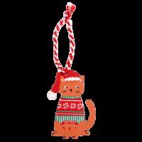 Dřevěná vánoční ozdoba s kočkou ve svetru