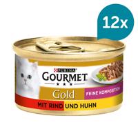 Gourmet Gold Feine Komposition hovězí a kuřecí maso 12 × 85 g