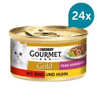 Gourmet Gold Feine Komposition hovězí a kuřecí maso 24 × 85 g