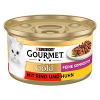 Gourmet Gold Fine Composition 48 x 85 g - výhodné balení - hovězí a kuřecí