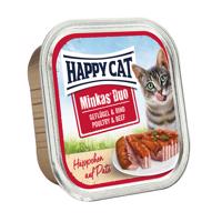 Happy Cat Minkas Duo kousky na paštice mističky 12 x 100 g - drůbeží s hovězím