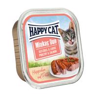 Happy Cat Minkas Duo kousky na paštice mističky 12 x 100 g - drůbeží s lososem