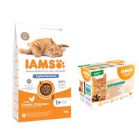 IAMS granule, 2 x 3 kg + IAMS Delights Adult Land & Sea Mix, 12 x 85 g zdarma - Adult Sterilised Chicken 2 x 3 kg + 12 x 85 g v omáčce