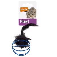 Karlie hračka pro kočky kulatá klícka s plyšovou myší - 1 kus