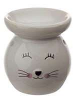 Keramická aromalampa s kočkou - černá, bílá Barva: bílá
