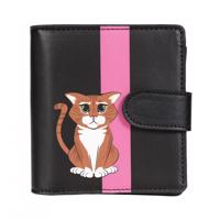 Koženková peněženka s kreslenou kočkou