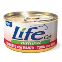 LifeCat Natural Adult mokré krmivo pro kočky 6 x 85 g - Tuňák s hovězím masem