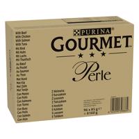 Megapack Gourmet Perle 96 x 85 g - Hovězí, Kuřecí, Losos, Tuňák
