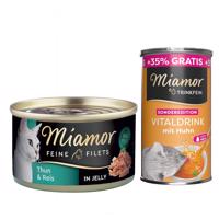 Miamor Feine Filets konzerva v želé 6 x 100 g + Miamor Vitaldrink 185 ml  - světlý tuňák & rýže v želé