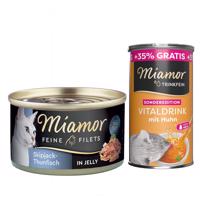 Miamor Feine Filets konzerva v želé 6 x 100 g + Miamor Vitaldrink 185 ml  - tuňák pruhovaný v želé
