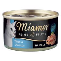 Miamor Feine Filets konzerva v želé 6 x 100 g - světlý tuňák & krevety v želé