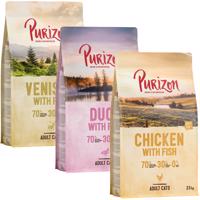 Míchaná balení Purizon Adult - bezobilné 3 x 2,5 kg - kuře & ryba, kachna & ryba, jelení & ryba