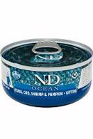 N&D CAT OCEAN Kitten Tuna & Cod & Shrimp & Pumpkin 70g 1 + 1 zdarma