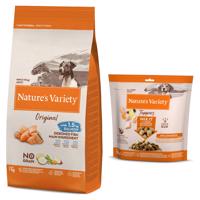 Nature's Variety granule + Nature's Variety Freeze Dried Toppers zdarma - Original No Grain Mini Adult losos 7 kg
