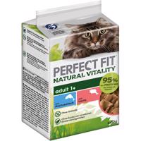 PERFECT FIT Natural Vitality Adult 1+ krmivo pro kočky s rybami z volného moře a lososem 6× 50 g