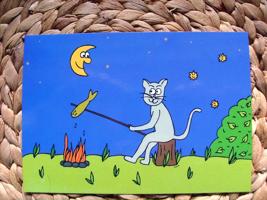 Pohled kreslená kočka Číslo: kočka tramp