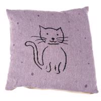 Polštář s vyšitou kočkou (povlak) - fialová, béžová Barva: fialová