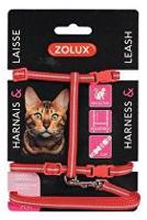 Postroj kočka s vodítkem 1,2m červený Zolux