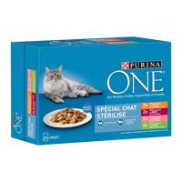 PURINA ONE Sterlised 8 x 85 g pro kočky - sterilizovaná kočka - kuřecí, hovězí, losos, krůta 24 x 85 g