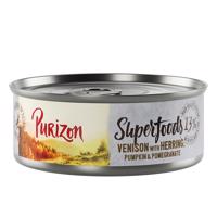 Purizon Adult  / Organic / Superfoods - bez obilovin za skvělou cenu - Superfoods  zvěřina se sleděm, dýní a granátovým jablkem (6 x 70 g)