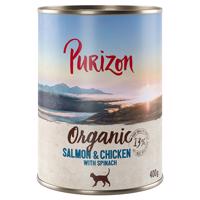 Purizon konzervy, 6 x 200 / 6 x 400 g - 15 % sleva - Organic  losos a kuřecí se špenátem (6 x 400 g)