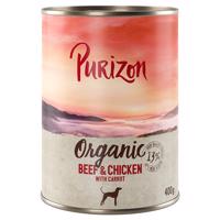 Purizon konzervy - bez obilovin 12 x 400 / 800 g - 10 + 2 zdarma - Organic výhodné balení   hovězí a kuřecí s mrkví (12 x 400g)