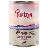 Purizon konzervy - bez obilovin 12 x 400 / 800 g - 10 + 2 zdarma - Organic výhodné balení  kachna a kuřecí s cuketou (12 x 400g)