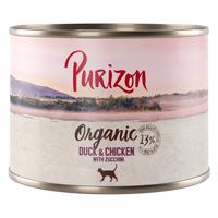 Purizon Organic 12 x 200 g výhodná balení  - kachna a kuřecí s cuketou