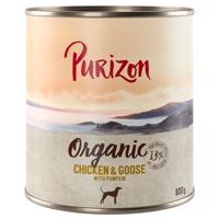 Purizon Organic výhodné balení 12 x 800 g - kuřecí a husa s dýní