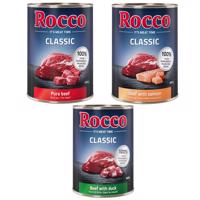 Rocco Classic 12 x 400 g - Exkluzivní mix: hovězí, hovězí/losos, hovězí/kachní