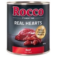 Rocco Real Hearts 6 x 800 g - hovězí s celými kuřecími srdci