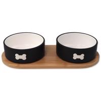 Set DOG FANTASY misky keramické s podtáckem černé kost 2x 400ml